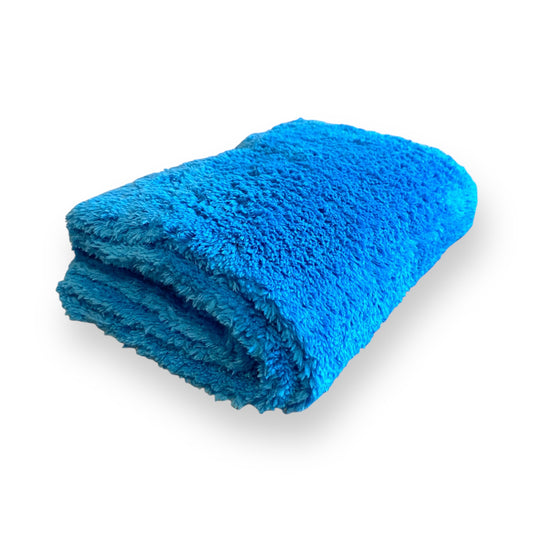 Blue folded plush microfibre cloth