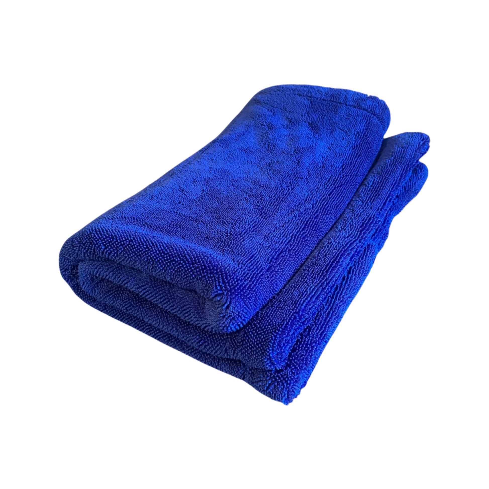 Folded blue car drying towel